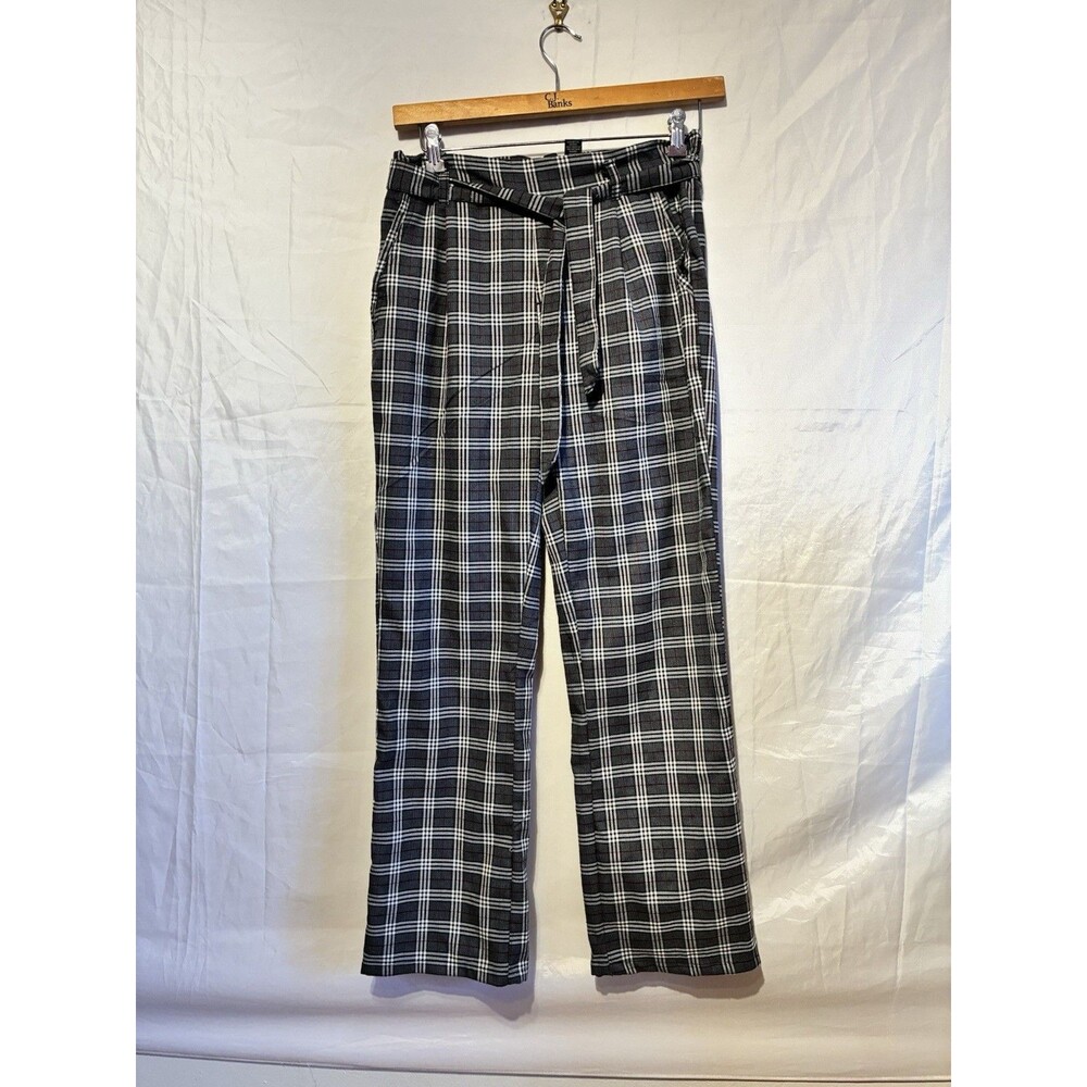 Hot Kiss Plaid Pants Womens 30x30 Black Gray Straight Leg Y2K Preppy